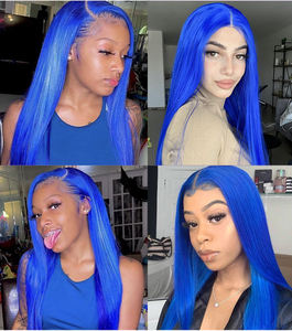 Perruque naturelle longue avec dentelle frontale bleue, cheveux humains vierges, brésiliens, de qualité supérieure, sans logo - Product Image 3