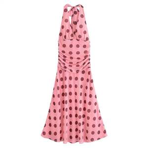 Vêtements pour femmes, nouvelle mode d'été, robe longue à col halter, dos nu, à pois, sexy - Product Image 3