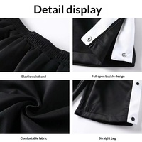 Pantalon de sport pour homme, style américain, taille mi-haute, à jambe large, à boutons, avec empiècements contrastants, pour l'entraînement de basketball