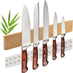 Nouveau porte-couteaux magnétique mural en bois, bloc à couteaux magnétique en bois, trou pré-percé, support à couteaux magnétique en bois et - Product Image 1