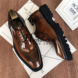 Chaussures en cuir décontractées - cuir véritable pour homme, finition peinture nacrée haut de gamme, chaussures de mariage pour le marié - Product Image 6