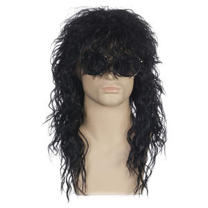 Peluca Sintética Larga y Rizada, Color Rubio Plateado, para Hombres y Mujeres, Estilo Rock Punk Disco de los 70 y 80, Peluca de Cosplay <span class=keywords><strong>Mullet</strong></span> - Product Image 1