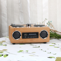 Haut-parleur Bluetooth sans fil portable en bois de bambou, boîte à son BT, haut-parleur avec radio FM, artisanat en bambou, décoration d'intérieur, cadeau