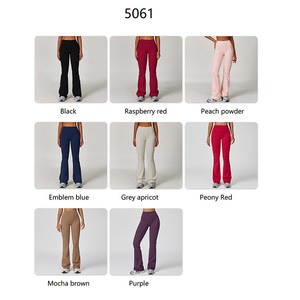 Roregal brossé taille haute pêche rose <span class=keywords><strong>Yoga</strong></span> pantalon évasé serré course sport Fitness <span class=keywords><strong>Micro</strong></span> évasé <span class=keywords><strong>Yoga</strong></span> Leggings - Product Image 5