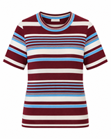 Haut en tricot rayé personnalisé pour femme, col rond, manches courtes, bordeaux, blanc, bleu, bordure contrastée, pull, service ODM