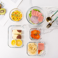 Ensemble de récipients alimentaires en verre pour le stockage des bonbons avec couvercles, coffre-fort dans un bol à déjeuner en verre micro-ondable, vente en gros