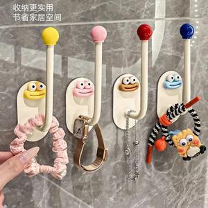 Dopamine Adhesive Hook Hair Tie Storage Jewelry Rack Removable Wall Mount Bathroom Organizer Mixed Colors One Smiley Face Hook - Product Image 2