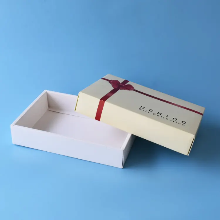 Confezione regalo di carta pieghevole per imballaggio di asciugamani in cartone bianco di lusso con coperchio per regali