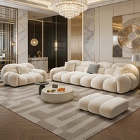 Modernes Cremefarbenes Bouclé-Wolkensofa, Luxuriöse Polstercouch für Wohnzimmer, Villa, Hotel, Apartment Gemütliches Zuhause