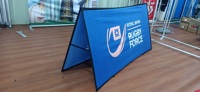 Benutzer definierte 7ft * 3ft Outdoor Folding doppelseitige Rechteck vertikale Linie quadratische Pop-up-Banner für den Sport
