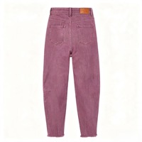 Celana Jeans Wanita High Waist Barrel Leg Model Baggy Wide Raw Hem Denim Y2K Musim Gugur Musim Dingin Grosir Pabrik