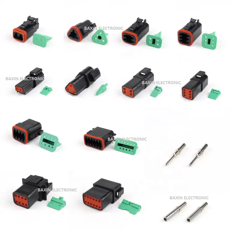 DT04-2P/3P/4P/6P/8P/12P-E004 DT06-2S/3S/4S/6S/8S/12S-E004 male female auto wiring black color deutsch connector dt series