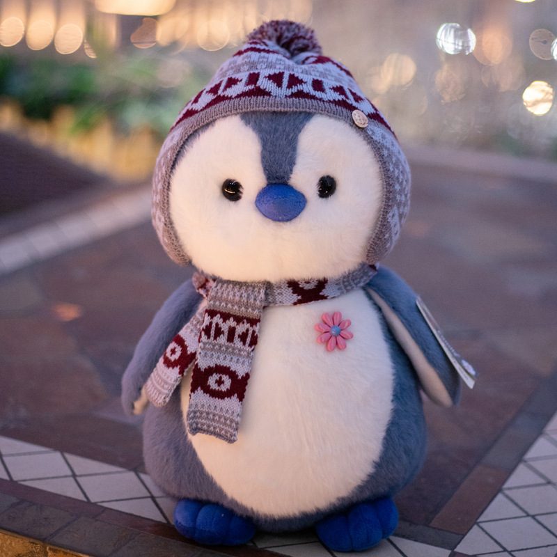 Blue red flower penguin