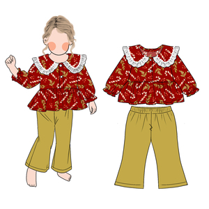 Festival 2pcs Set <strong>Cloth</strong> Printing Christmas <strong>Teen</strong> Girl Ruffled Girls Hoodie With Ruffled Lace <strong>Teen</strong> Sweatshirts and Pants - Product Image 4
