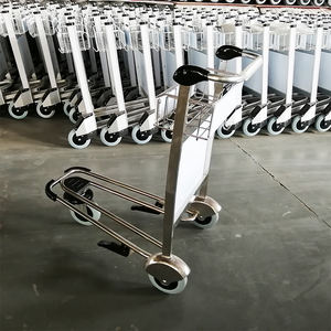 आसान आगे बढ़ उच्च गुणवत्ता 3 पहियों स्टेनलेस स्टील हवाई अड्डे हाथ गाड़ी ट्राली सामान ट्रॉली गाड़ी - Product Image 5