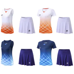 Bán sỉ cầu lông đồng phục phù hợp với-Thiết Kế Mới Tennis Jersey Váy Set Nhanh Khô Phụ Nữ Cầu Lông Sơ Mi Trận Đấu Bộ Dụng Cụ Đào Tạo Quần Vợt Đồng Phục Cho Phụ Nữ Ladies