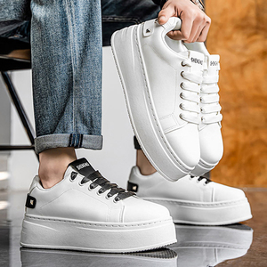 Zapatillas Deportivas Blancas con Cordones para Hombre, Tallas 39-44, Transpirables, Modernas y Versátiles, con Suela Gruesa y Elevada, Casuales y a la Moda - Product Image 6