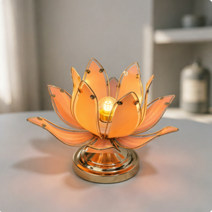 Elegant Single - Head Lotus <b>Table</b> <b>Lamp</b> with Metal Frame & Glass Petals, E26 Base, Decorative <b>Bedside</b> Light for Bedroom - Product Image 6