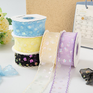 ริบบิ้นออร์แกนซ่าประดับเลื่อม สำหรับงาน DIY ทำโบว์ ของขวัญ ห่อของขวัญ ตกแต่งเสื้อผ้า ริบบิ้นตาข่าย - Product Image 3