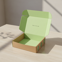 Boîte d'expédition cosmétique double face marron-vert imprimée avec logo personnalisé, boîte en carton ondulé haut de gamme avec impression intérieure pour cadeaux influenceurs et relations publiques