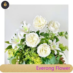 Set di 10 Rose Austin e Gigli Artificiali in Offerta, Bouquet per Matrimoni, Feste, Decorazioni per la Casa e Centrotavola - Product Image 2