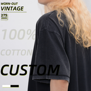 T-shirt da uomo Vintage oversize T-shirt Casual a maniche corte stile 275g colore contrario - Product Image 3