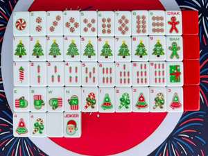 Luxury Christmas Themed Mini Acrylic <b>Mahjong</b> Tiles Custom Printed Eco-Friendly Durable Portable <b>Mahjong</b> <b>Set</b> for Holiday Party - Product Image 3