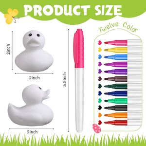 2 Inch White Blank <b>Creative</b> Rubber Ducks With Pens of 12 Colors Pool Float Diy Crafts Birthday <b>Gifts</b> for Kids - Product Image 6