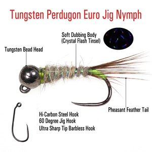 Señuelos de Pesca Perdigon Jig Nymphs, Señuelos de Pesca con Cuentas de Tungsteno, Sin Púas, Euro Nymphs, para Trucha, Trucha Arcoíris, Pesca de <span class=keywords><strong>Agua</strong></span> Dulce - Product Image 2
