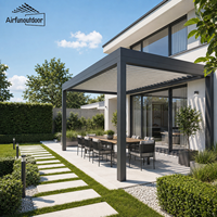 Pergola commerciale extérieure Airfun en aluminium avec toit à lames motorisées, imperméable, revêtement poudré, système de drainage intégré en MDF