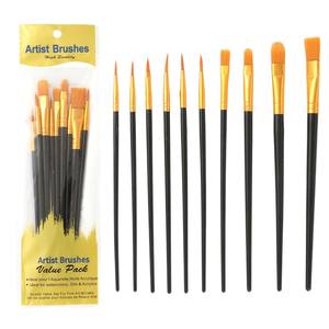 Vente directe usine, prix bas, lot de 10 pièces, manche en bois durable avec poignée confortable, OEM/marque privée disponible, nylon pour artistes - Product Image 4