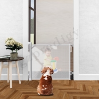 Barrière de sécurité pour bébé et animaux de compagnie PRODIGY, moderne, rétractable, réglable, en plastique, pour chiens et chats, utilisation en intérieur, fermeture coulissante horizontale, forme rectangulaire