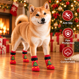Chaussettes de Noël <span class=keywords><strong>pour</strong></span> <span class=keywords><strong>chien</strong></span> avec points antidérapants, sangle réglable, bottes de protection <span class=keywords><strong>pour</strong></span> pattes d'animaux, motif festif, douces et chaudes, <span class=keywords><strong>pour</strong></span> intérieur et extérieur - Product Image 2