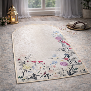 <span class=keywords><strong>Tapis</strong></span> de prière au design arche de pétales délicat, texture velours légère, cadeau élégant pour le Ramadan, l'<span class=keywords><strong>A</strong></span>ïd ou la prière quotidienne - Product Image 1
