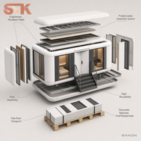 CLOUD Cabine Modulaire Préfabriquée 46 m² 16 tonnes Coque de Capsule Blanche Double Porte Vitrée Marches Capsule Spatiale Mobile
