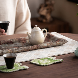 Tapis à thé rectangulaire en coton de style chinois, rembourré, isolant thermique, accessoire pour service à thé - Product Image 4