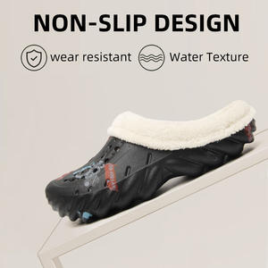 Pantoufles d'hiver en EVA pour hommes chaussures <span class=keywords><strong>de</strong></span> maison doublées en polaire thermique séchage rapide imperméable anti-glissant intérieur extérieur temps froid - Product Image 3