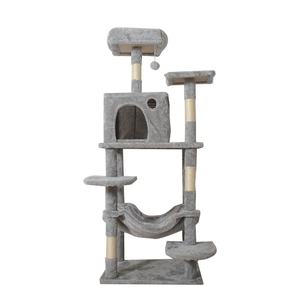 Árbol y rascador integrado multicapa moderno, Casa Grande de madera para gatos con embalaje de cartón - Product Image 5