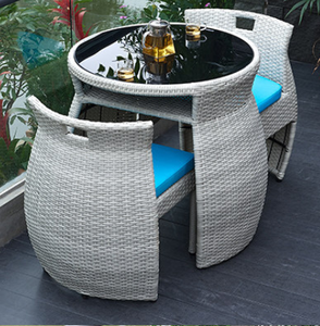 USA DELIVERY Modern Outdoor Rattan Patio <b>Bistro</b> Set 1 <b>Table</b> & 2 Cushioned Chairs | Restaurant Chairs in Stock / Ready to Ship - Product Image 5