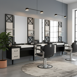 Sillón de Barbería Plegable y Ajustable de Diseño Moderno y Lujoso con Espejo de Madera, Nuevo Modelo 185, Muebles de Pedicura Comerciales para Salón - Product Image 3