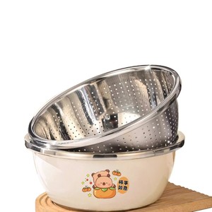 Juego de coladores de acero inoxidable, colador de cocina de calidad alimentaria, engrosado y profundo, para lavar verduras, frutas y repostería - Product Image 5