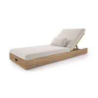 Outdoor Klappbares Wasserdichtes Teakholz Sonnenliege und Liegestuhl für Hotel & Innenhof mit UV-beständigen Kissen
