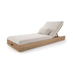 Lettino prendisole pieghevole da esterno in legno di teak impermeabile e sedia a sdraio per hotel e cortili con cuscini resistenti ai raggi UV - Product Image 3