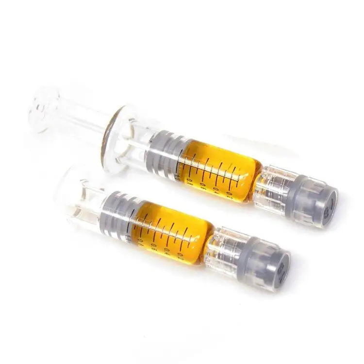 Jeringa de vidrio personalizada de 1ml, jeringa de vidrio con bloqueo de señuelo resistente a los niños, uso único con émbolo, cosmético para alimentos