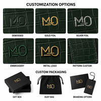 Portefeuille porte-cartes en cuir gaufré crocodile vert forêt avec logo personnalisé pour homme, idéal pour les voyages d'affaires, avec rangement fin multi-fentes