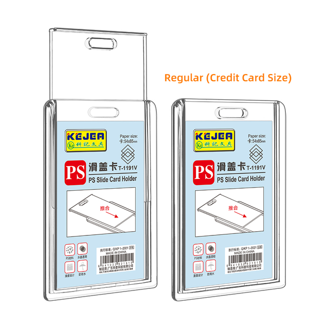Sliding Hard Plastic Card Protector Vertical ID Badge Holder for Office School Nurse Credit Cards