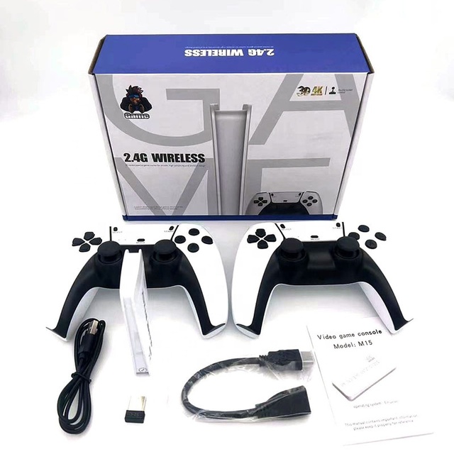 New M15 4K HD TV Video Game Console Gaming Stick TV Home Joystick Gamepads Handheld Game Player with Double Wireless Controller