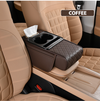 Boîte de rangement pour voiture la plus populaire 2025, épaisseur 8 cm, avec double porte-gobelets, coussin en cuir et boîte à mouchoirs pour accoudoir de voiture