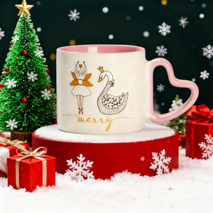 Taza de Porcelana Navideña con Diseño de Cisne Bailarín, Ecológica, Apta para Alimentos, Apta para Lavavajillas y Microondas, Reutilizable, Portátil, Regalo Perfecto - Product Image 2