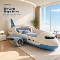 Sculpture sur mesure en résine de fibre de verre sur le thème d'un avion, modèle à couche unique, grand espace, mobilier de chambre d'hôtel, OEM ODM